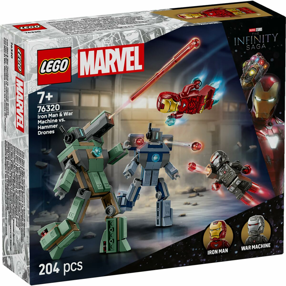 Juego de Construcción Lego 76320 Iron Man & War Machine VS Hammer Drones 204 Piezas