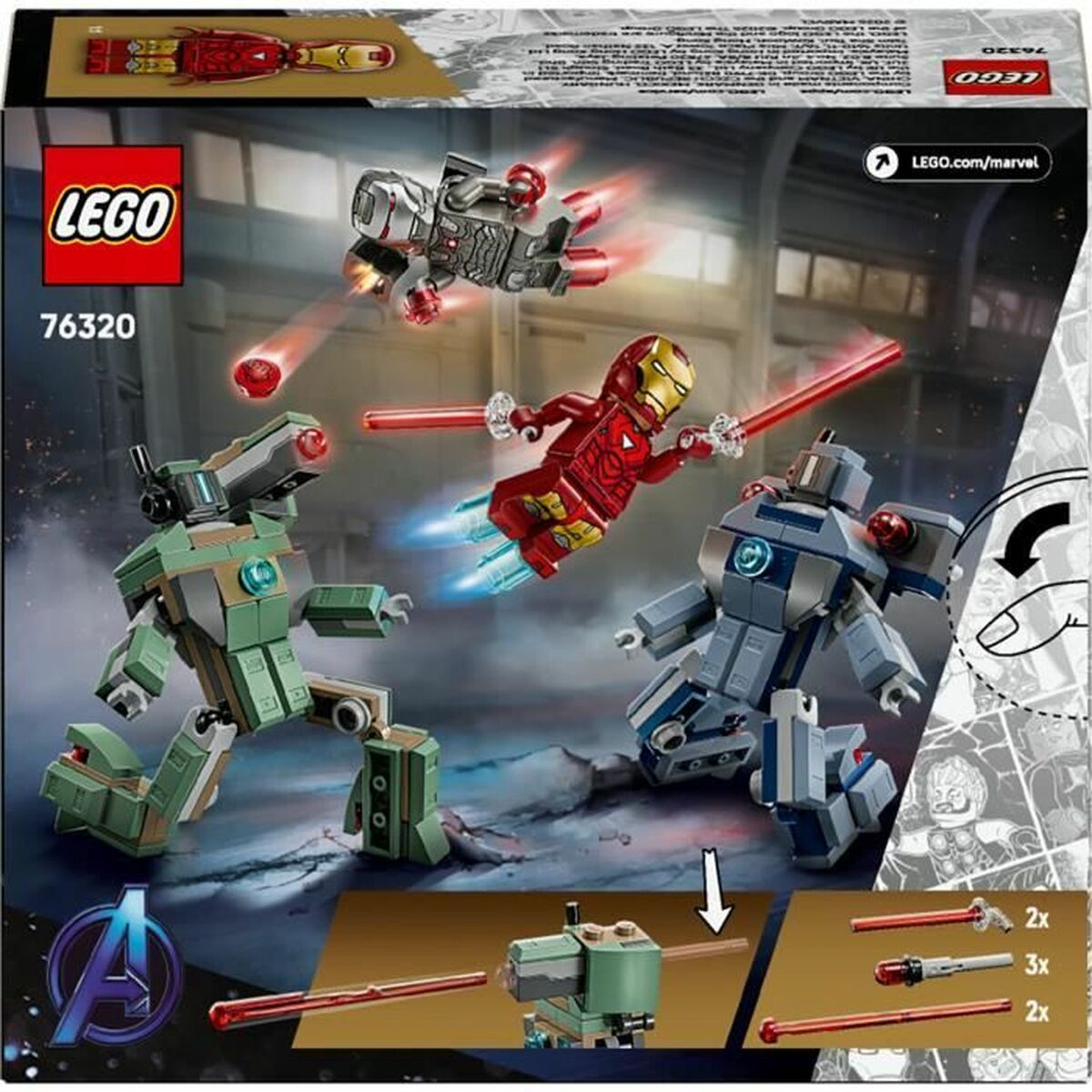 Juego de Construcción Lego 76320 Iron Man & War Machine VS Hammer Drones 204 Piezas