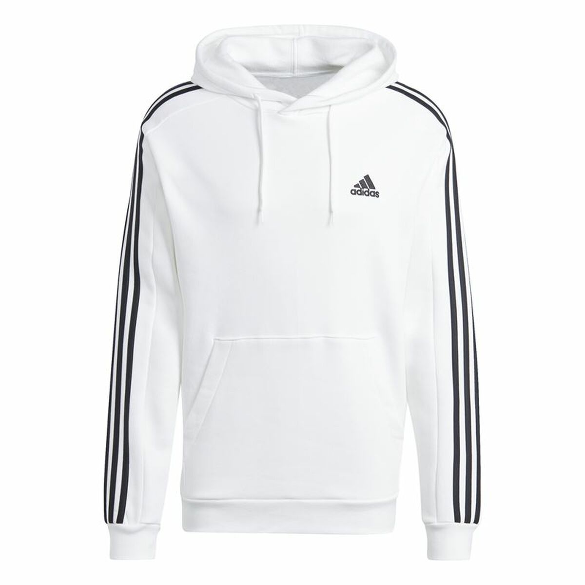 Sudadera con Capucha Hombre Adidas 3S Fl Hd Blanco XL