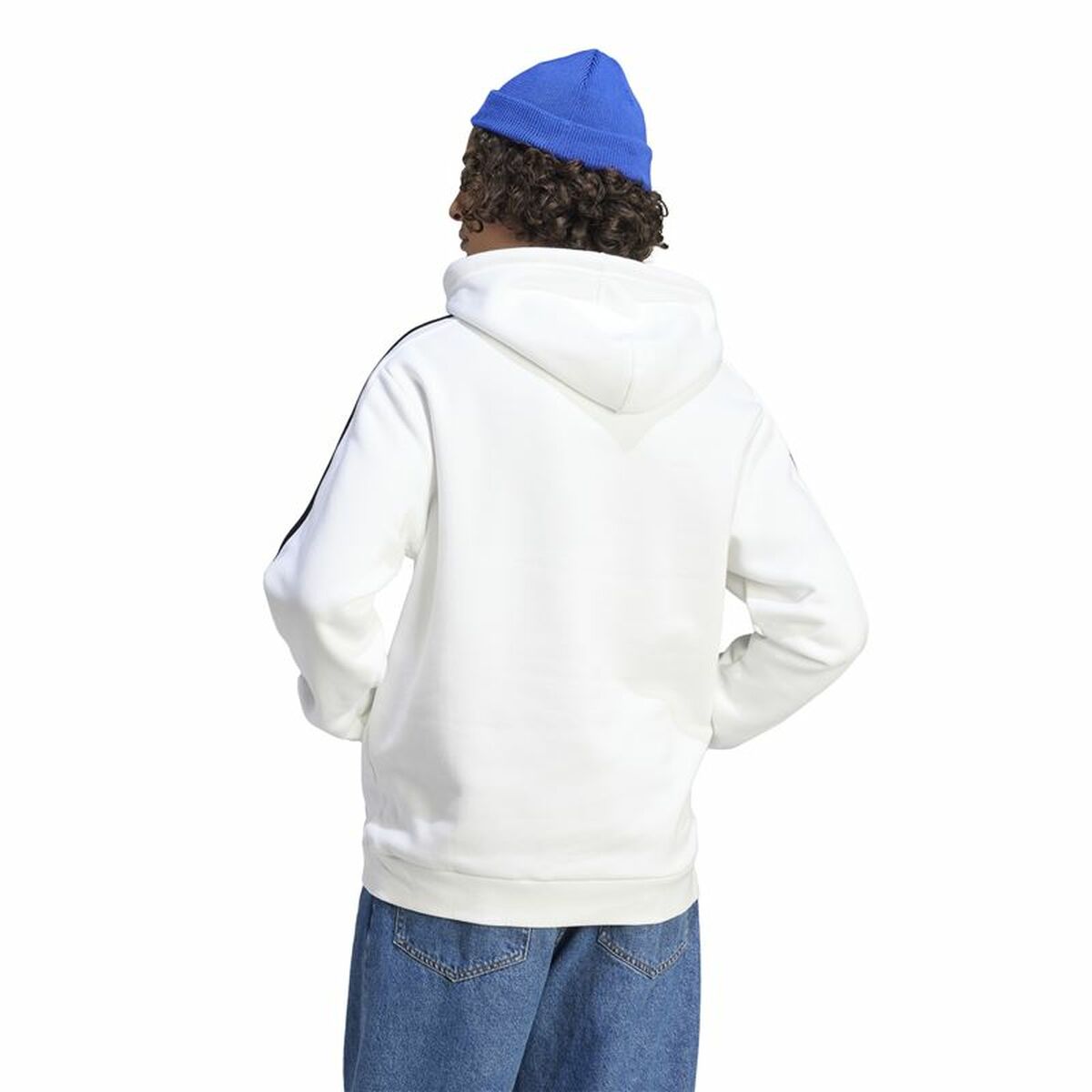 Sudadera con Capucha Hombre Adidas 3S Fl Hd Blanco XL