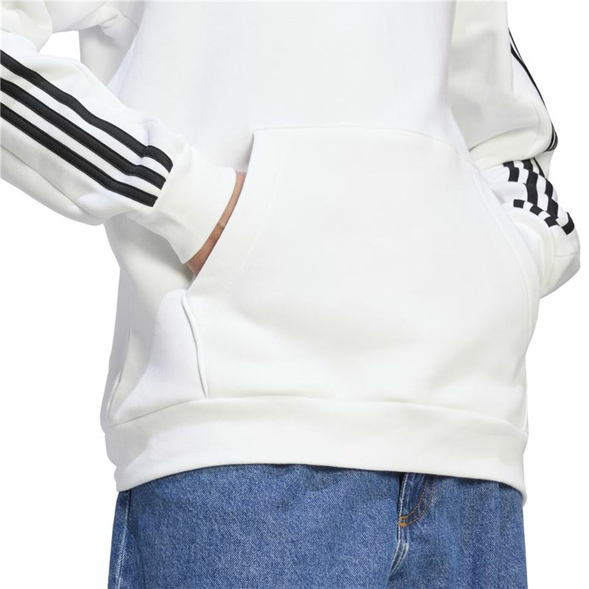 Sudadera con Capucha Hombre Adidas 3S Fl Hd Blanco XL