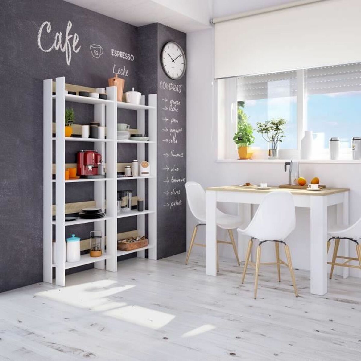 Mesa de Comedor LILIAN Blanco Marrón Madera 109 x 67 x 78 cm