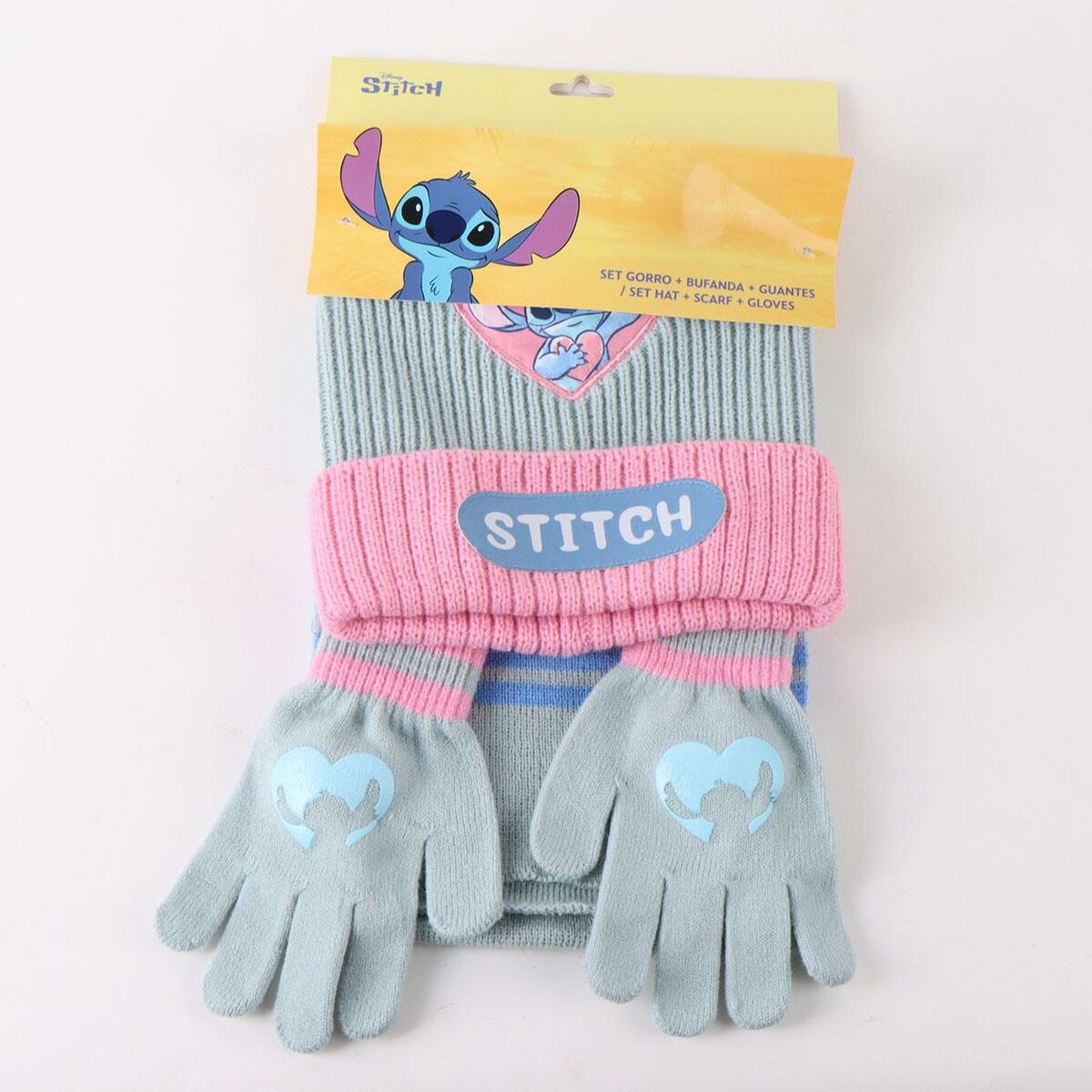Gorro y Guantes Stitch Azul claro