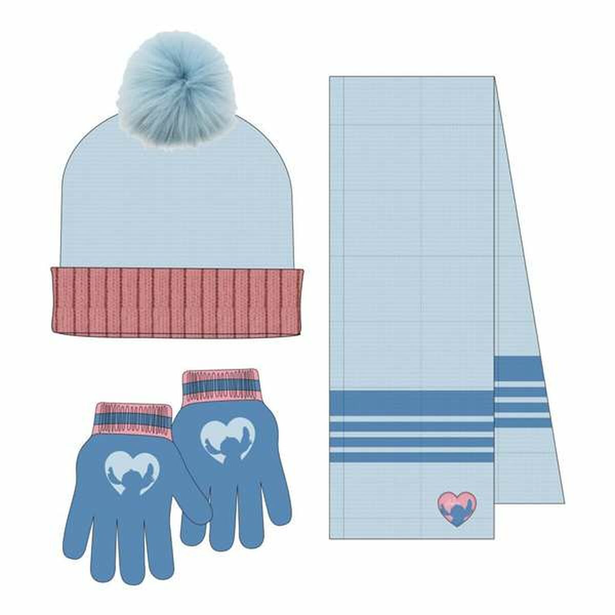 Gorro y Guantes Stitch Azul claro