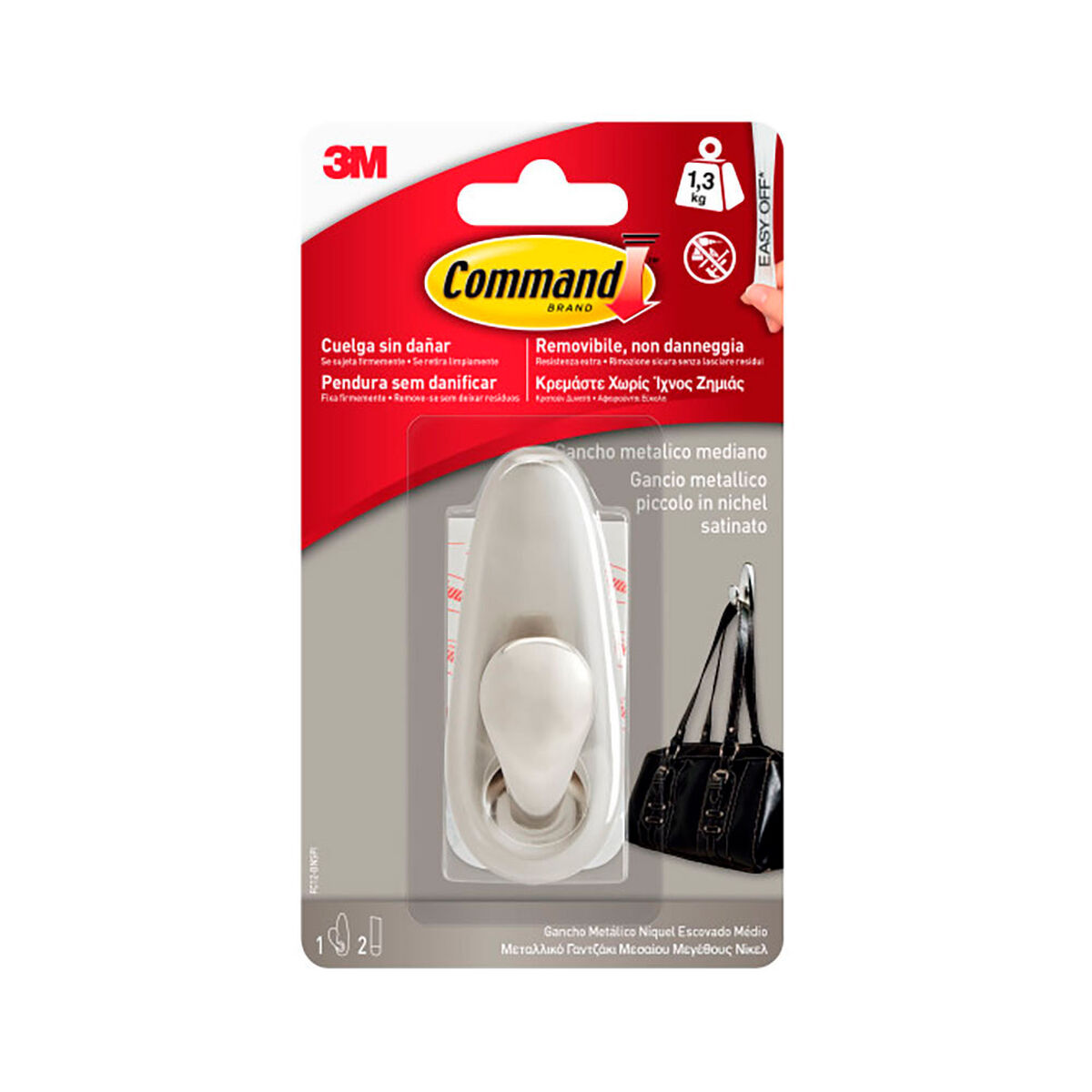 Gancho para colgar 3M 1,3 kg Plateado Metal (1 unidad)