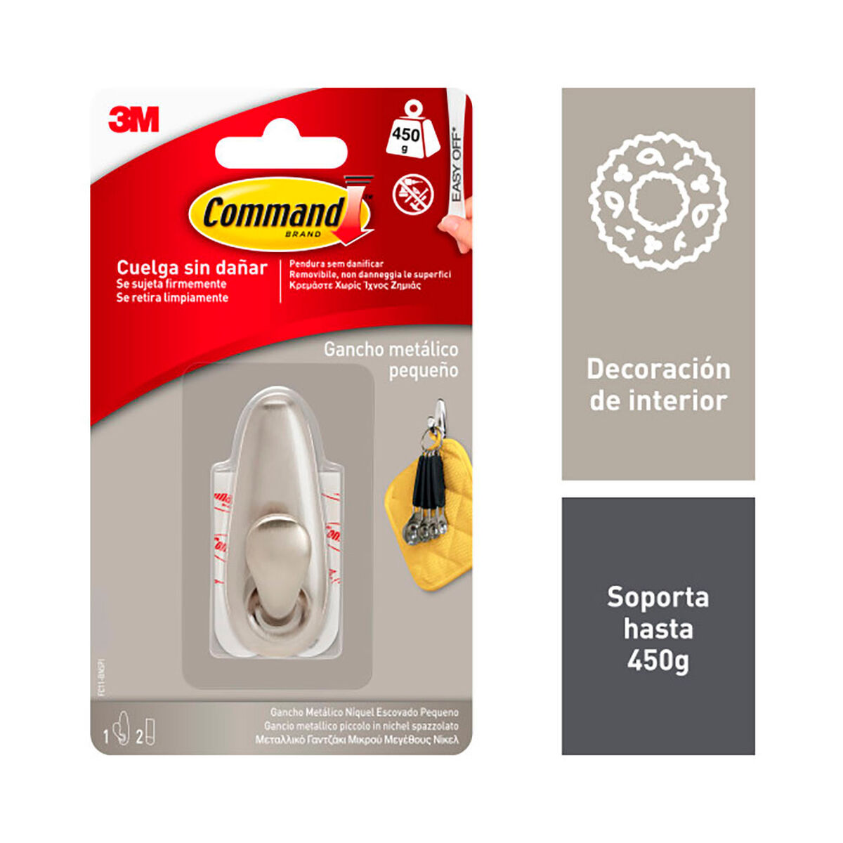 Gancho para colgar 3M 450 g Plateado Metal (1 unidad)