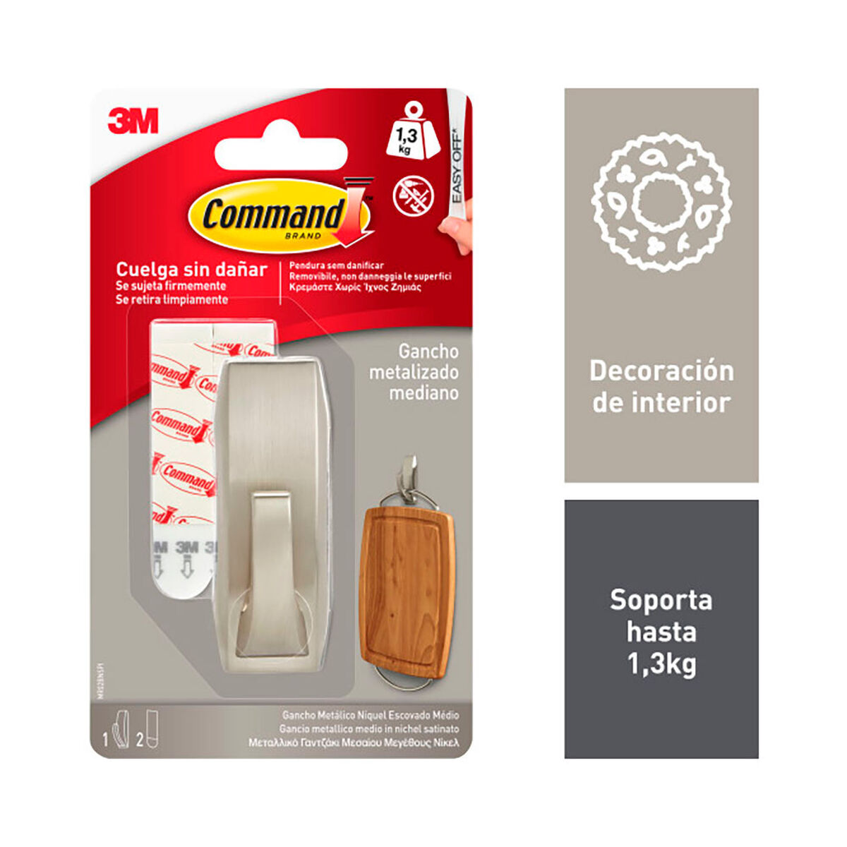 Gancho para colgar 3M 1,3 kg 29 X 79 X 29 MM Plateado Metal (1 unidad)