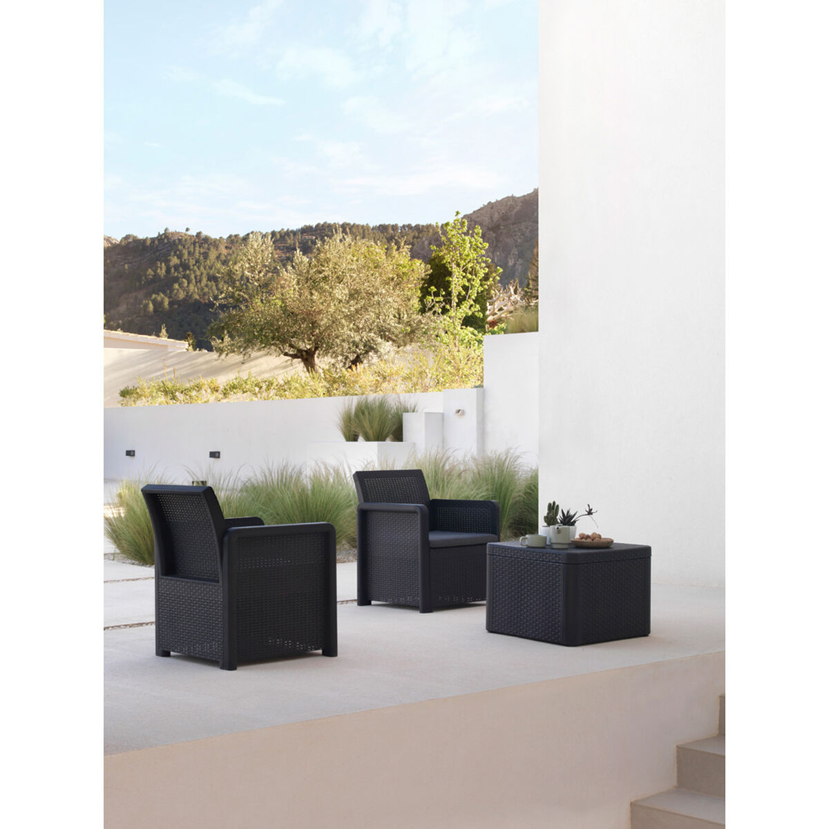 Conjunto de Mesa con 2 Sillones Shaf Antracita 57 X 57 X 42 CM (3 Piezas)