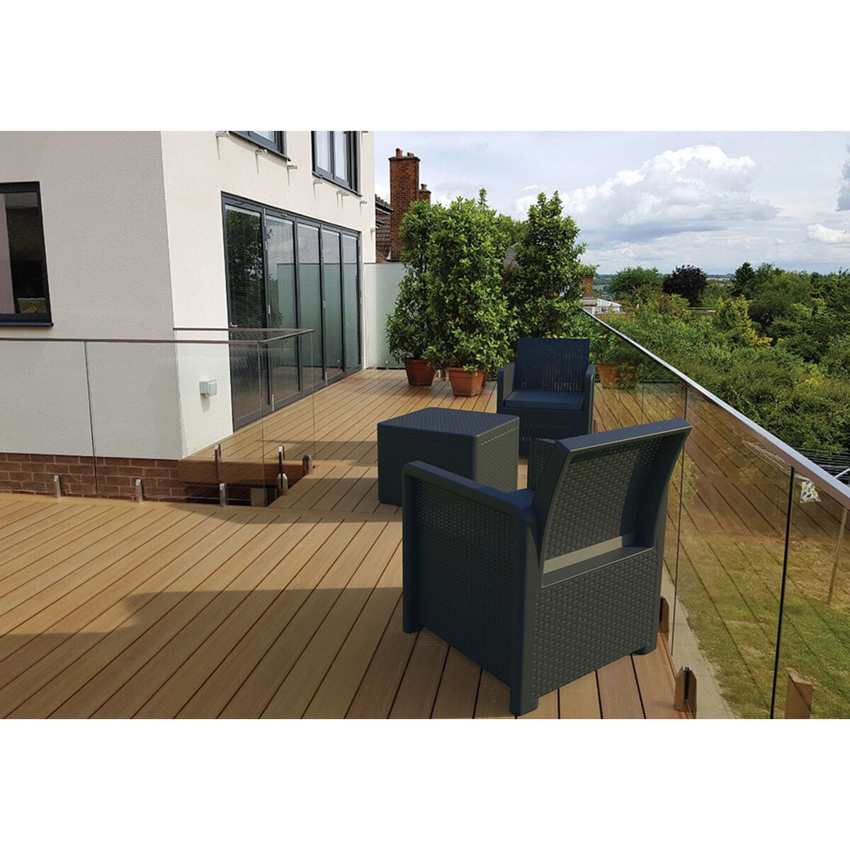 Conjunto de Mesa con 2 Sillones Shaf Antracita 57 X 57 X 42 CM (3 Piezas)