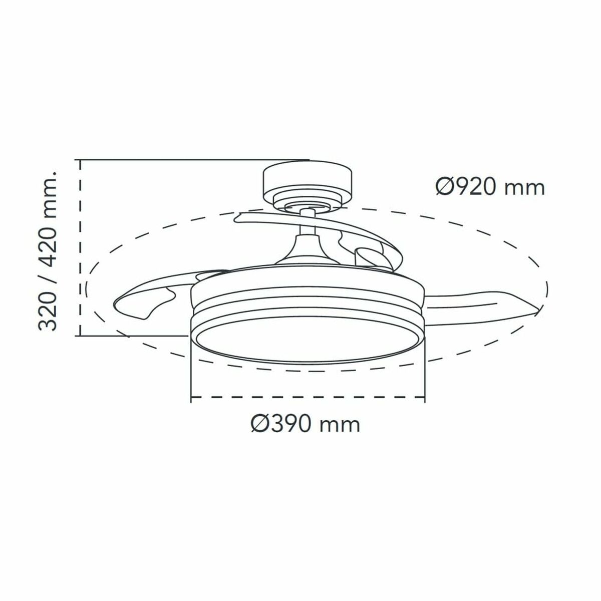 Ventilador de Techo CristalRecord 85-065-46-180 Negro 45 W Ø 92 cm