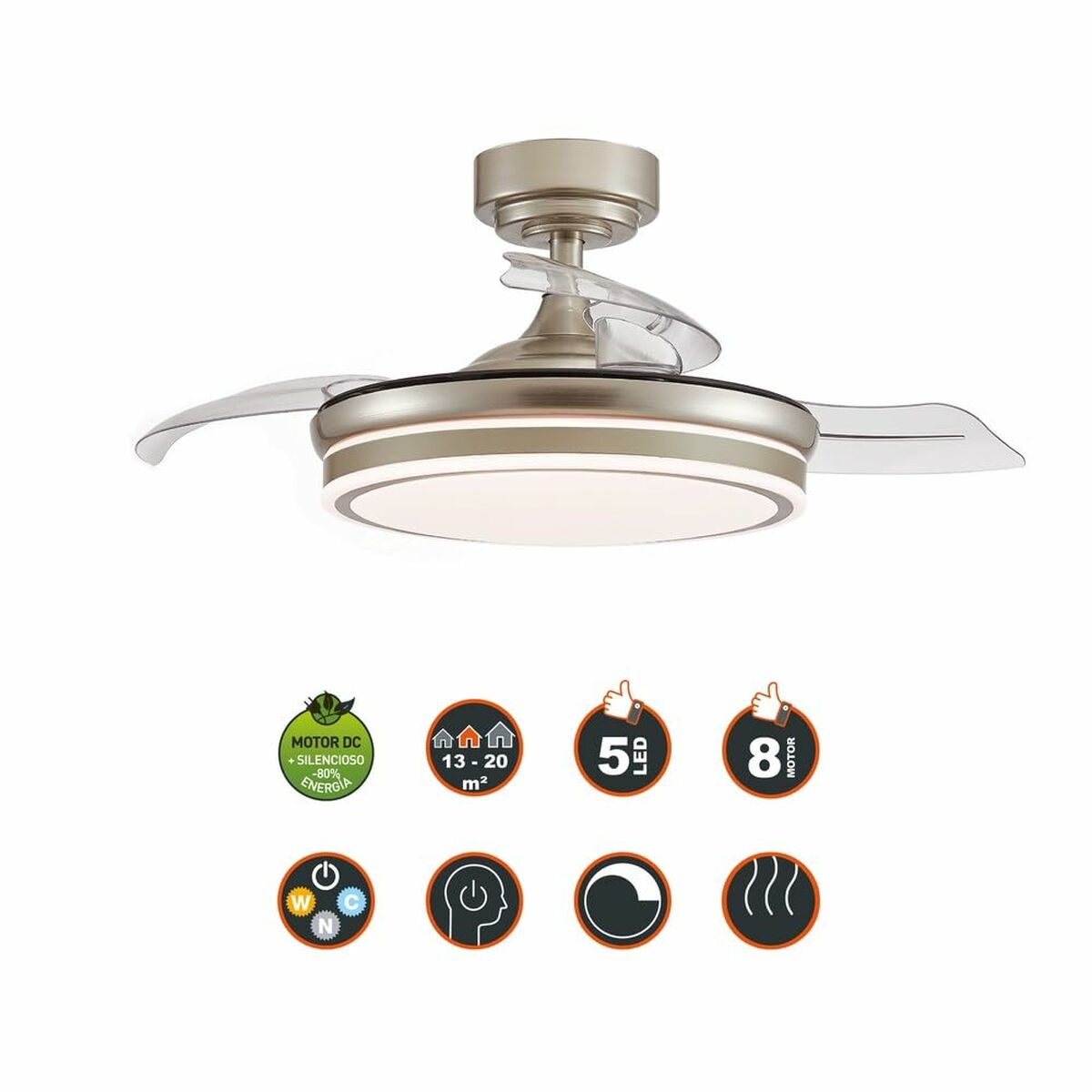 Ventilador de Techo CristalRecord Transparente Metal Ø 92 cm