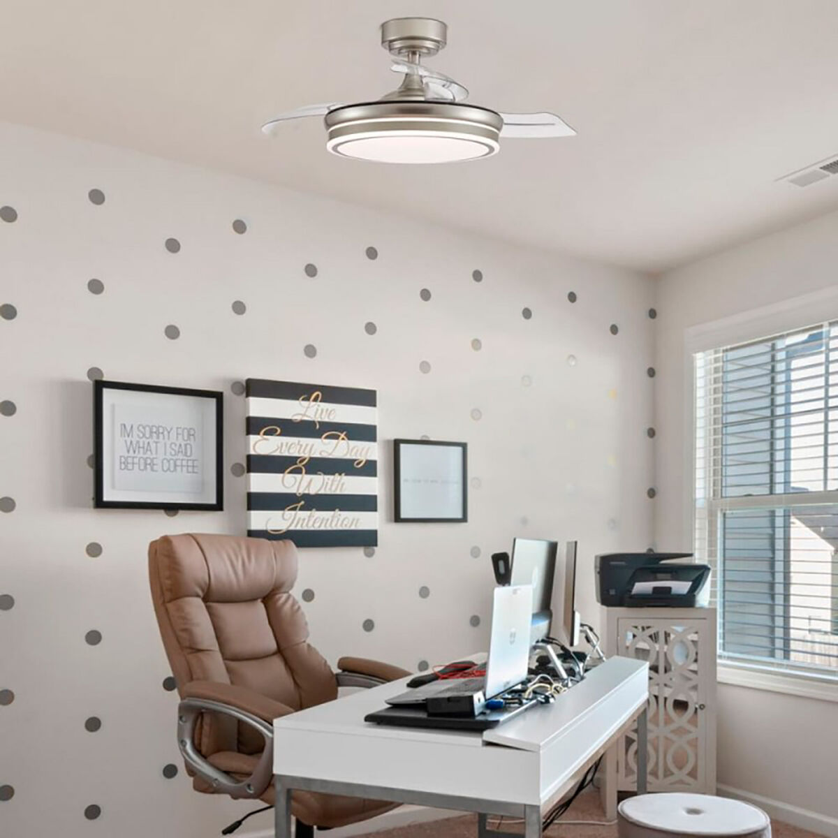 Ventilador de Techo CristalRecord Transparente Metal Ø 92 cm