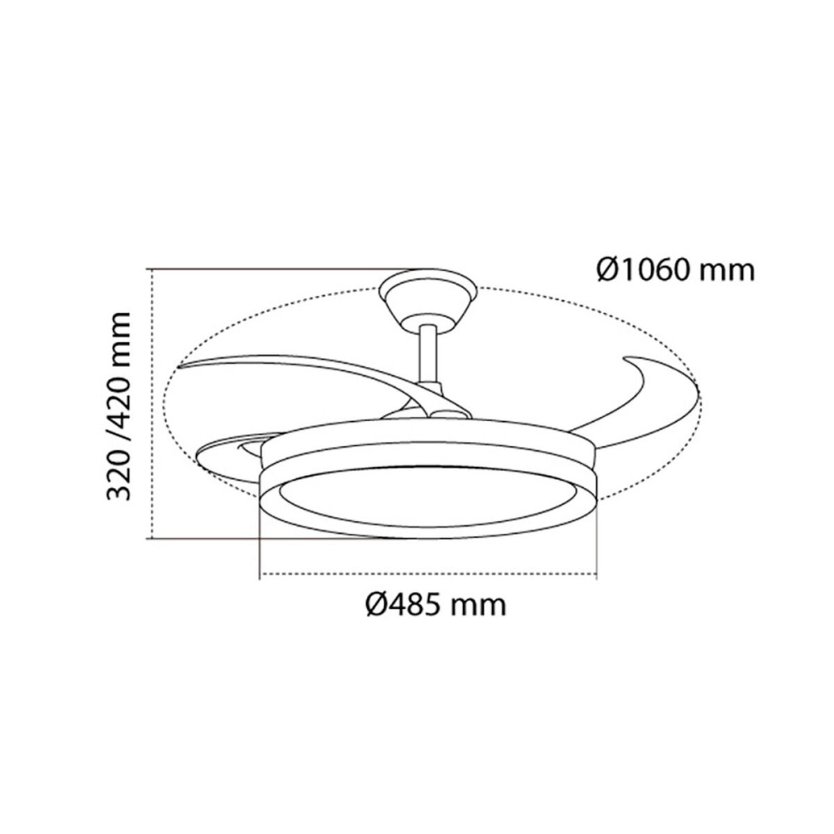 Ventilador de Techo CristalRecord EVO RETRAC Transparente 72 W