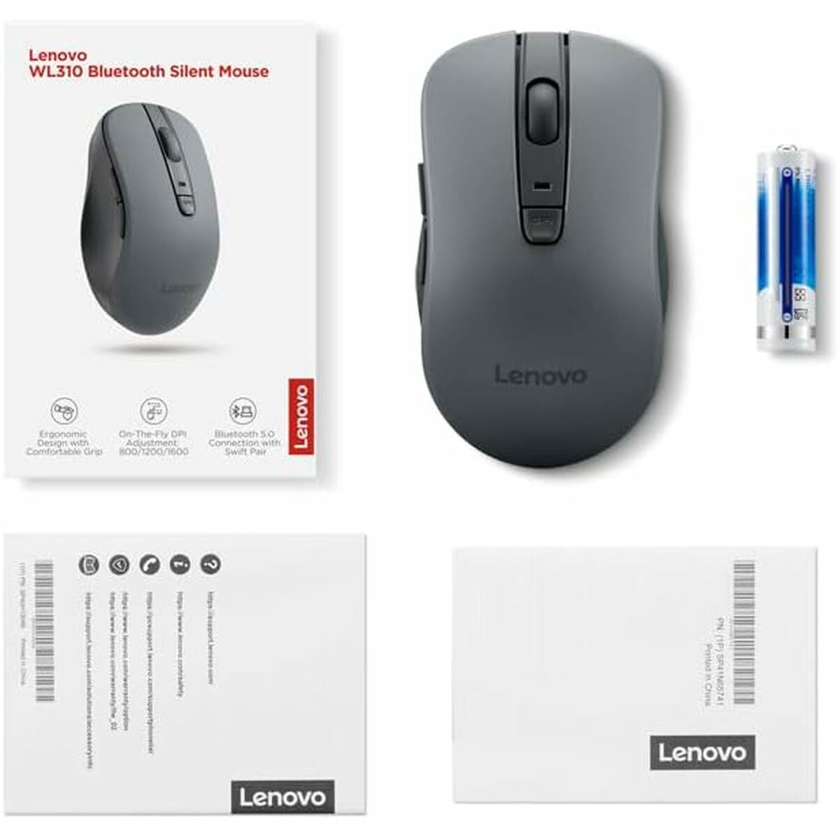 Ratón Lenovo GY51Q65621 Rojo Gris 1200 DPI