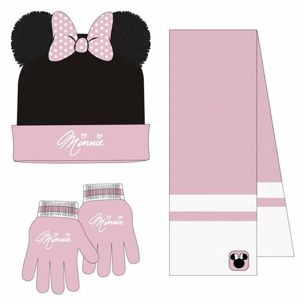 Gorro y Guantes Minnie Mouse Rosa