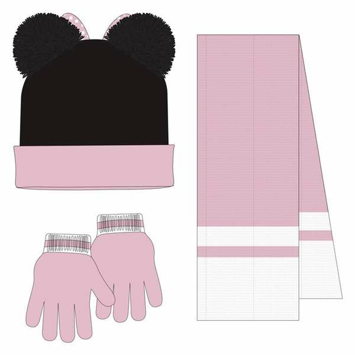 Gorro y Guantes Minnie Mouse Rosa