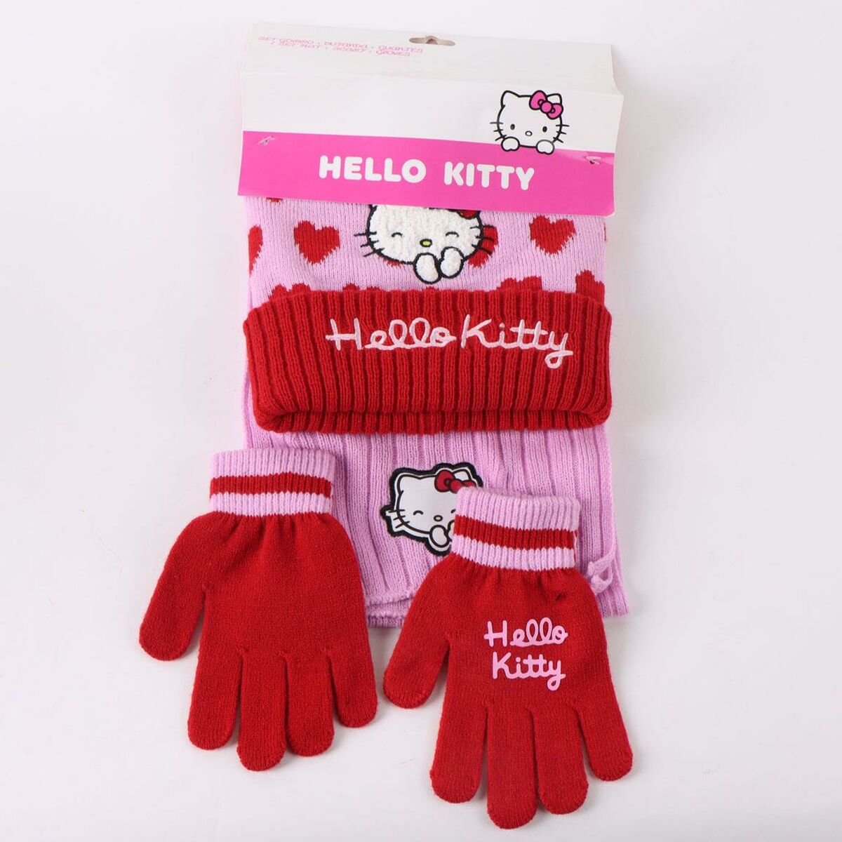 Gorro y Guantes Hello Kitty Rosa