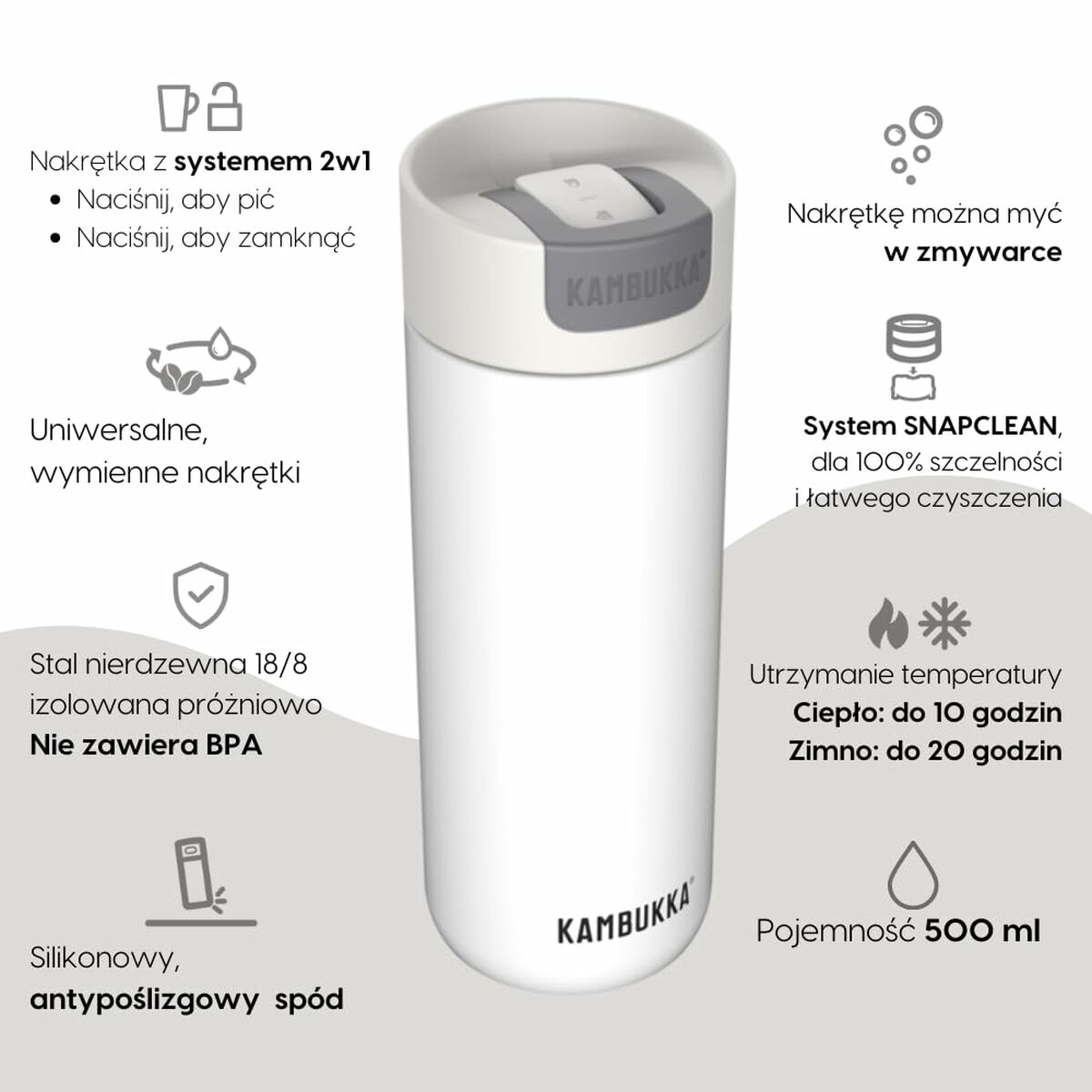 Termo Kambukka 11-02027 Blanco 500 ml