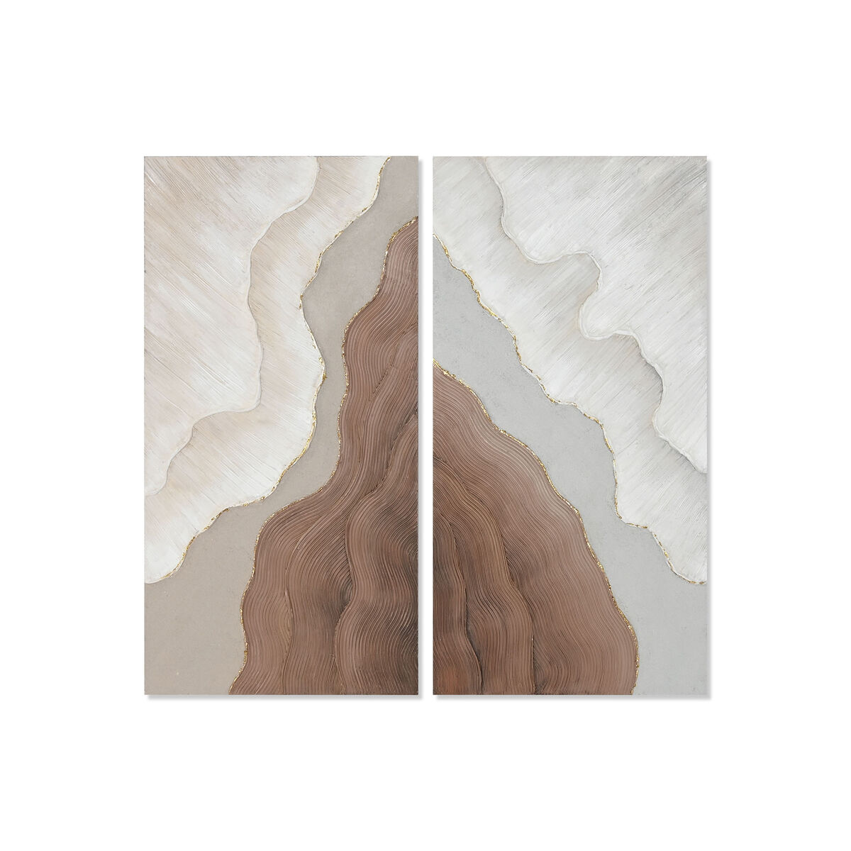 Lienzo Home ESPRIT Blanco Marrón Abstracto Escandinavo 50 x 3 x 100 cm (2 Unidades)