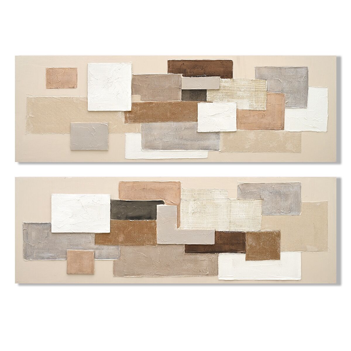 Lienzo Home ESPRIT Blanco Beige Abstracto Urbano 150 x 3 x 50 cm (2 Unidades)