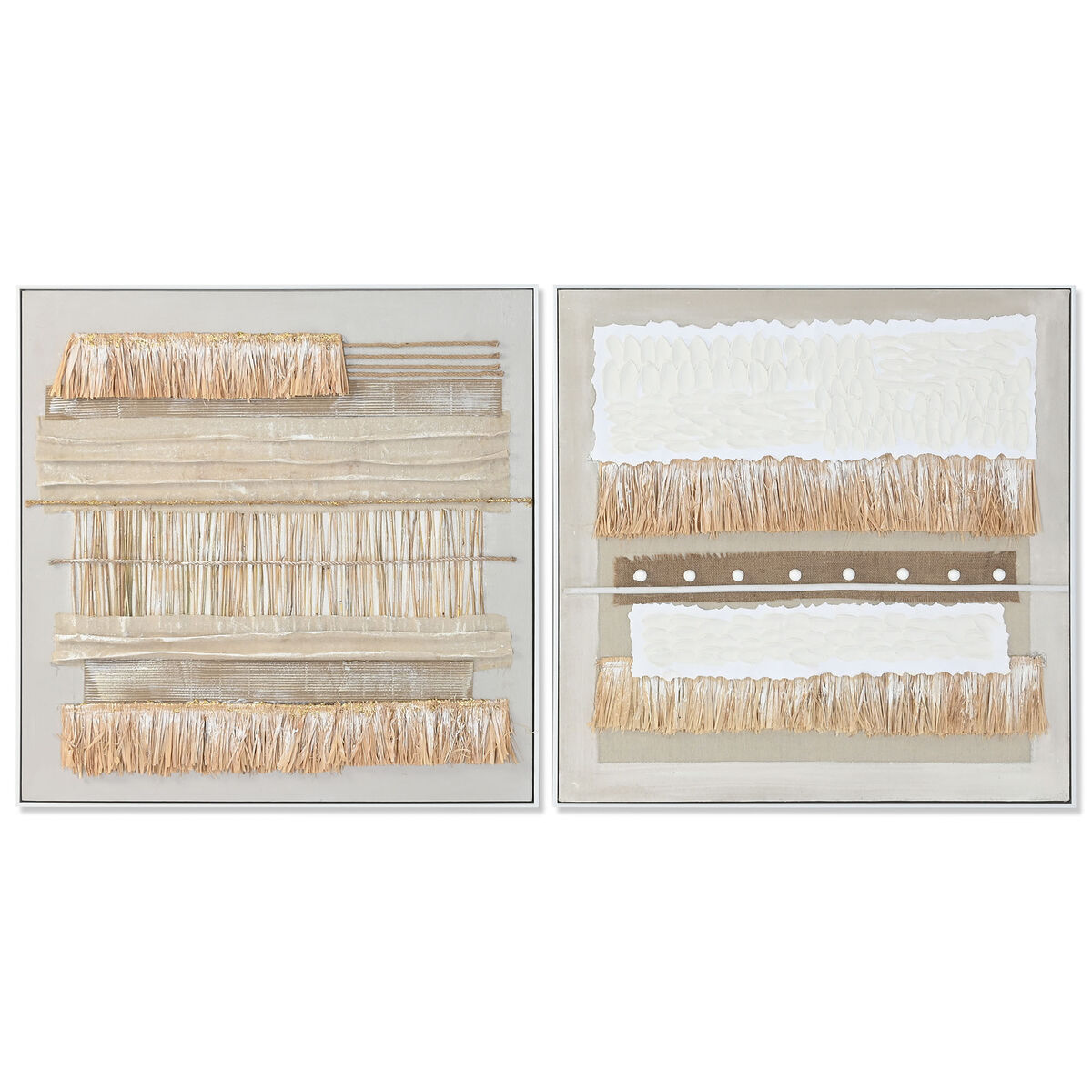 Lienzo Home ESPRIT Blanco Natural Boho 82 x 4,5 x 82 cm (2 Unidades)