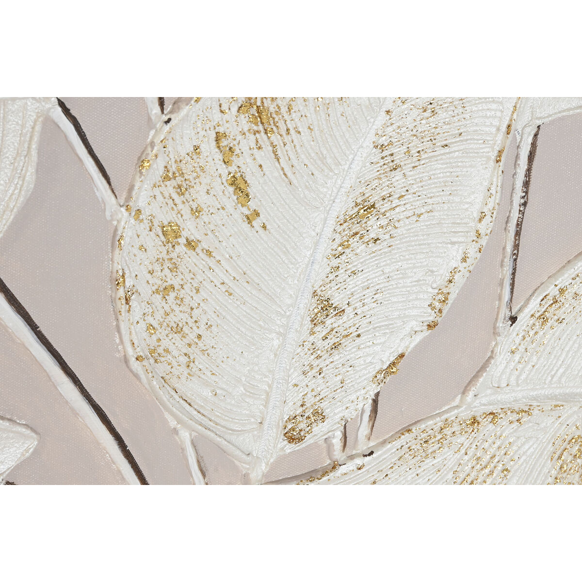 Lienzo Home ESPRIT Blanco Beige Hojas Cottage 90 x 3 x 60 cm (2 Unidades)