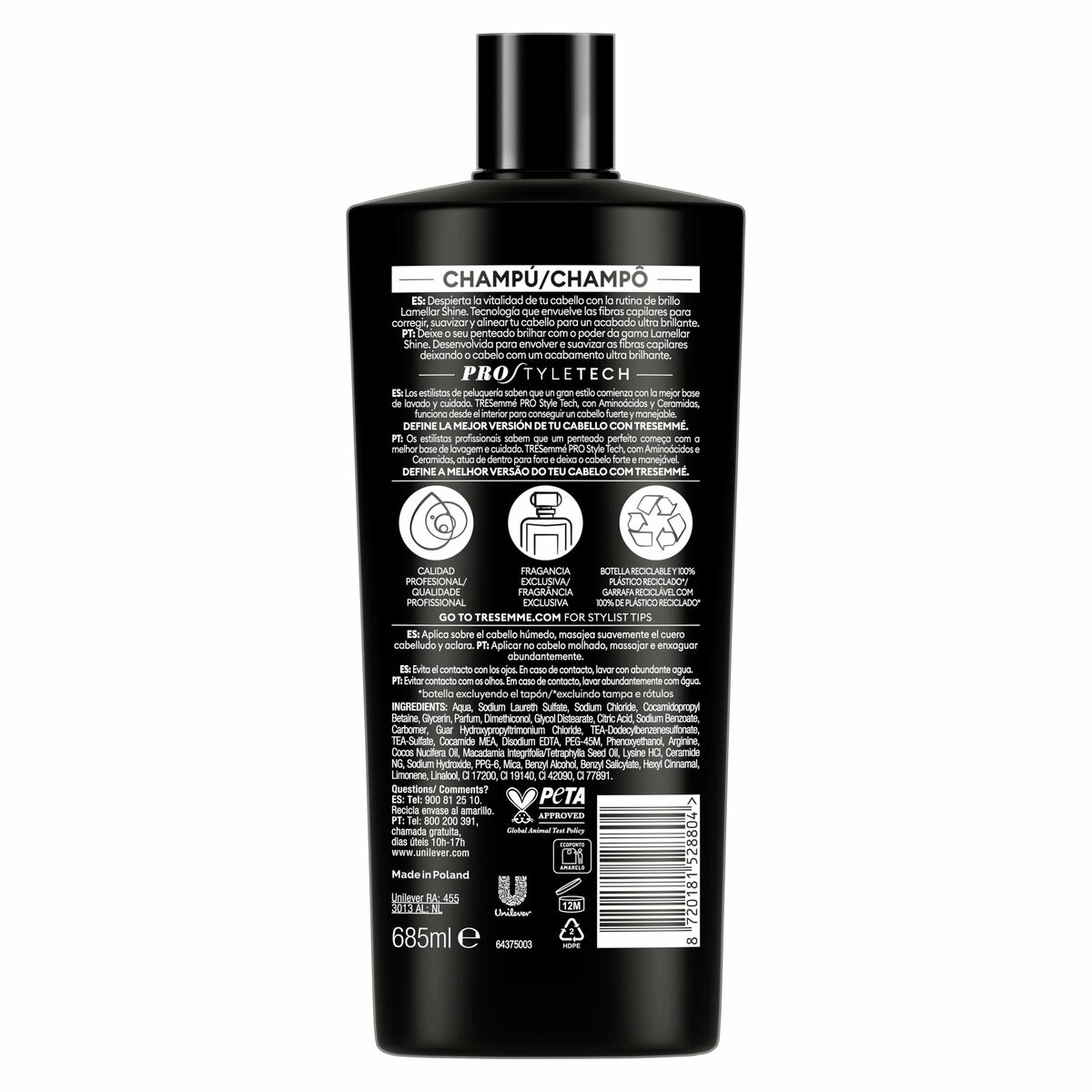 Champú Tresemme LAMELLAR SHINE 685 ml