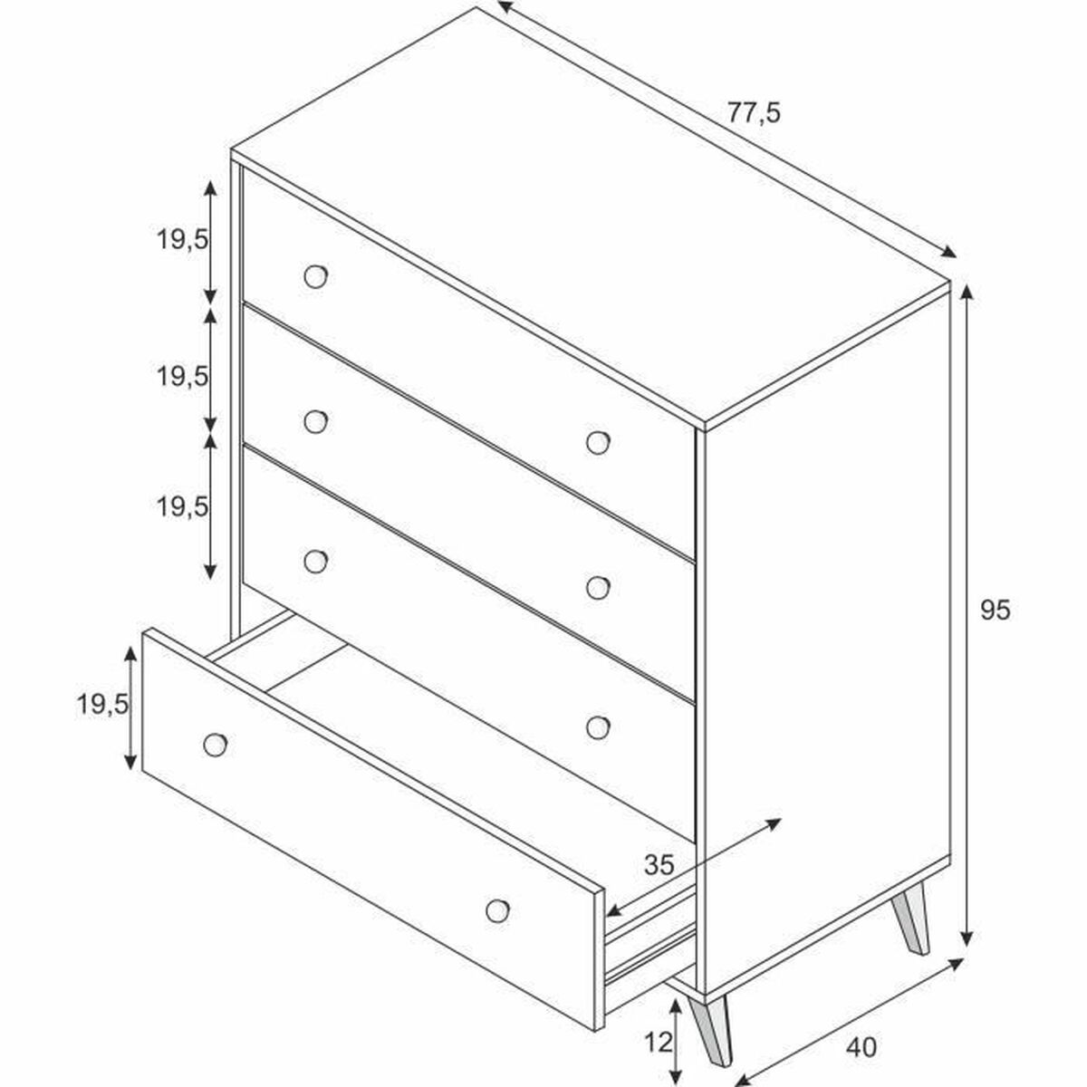 Cómoda Blanco 95 x 77,5 x 40 cm