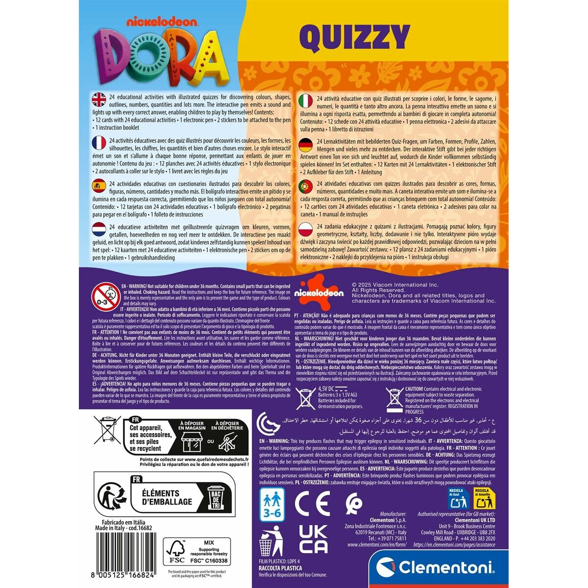 Juego Educativo Clementoni Dora Quizzy