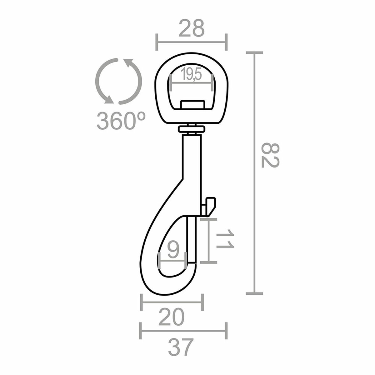 Mosquetón EDM 86057 msq05 Acero 82 mm Plateado