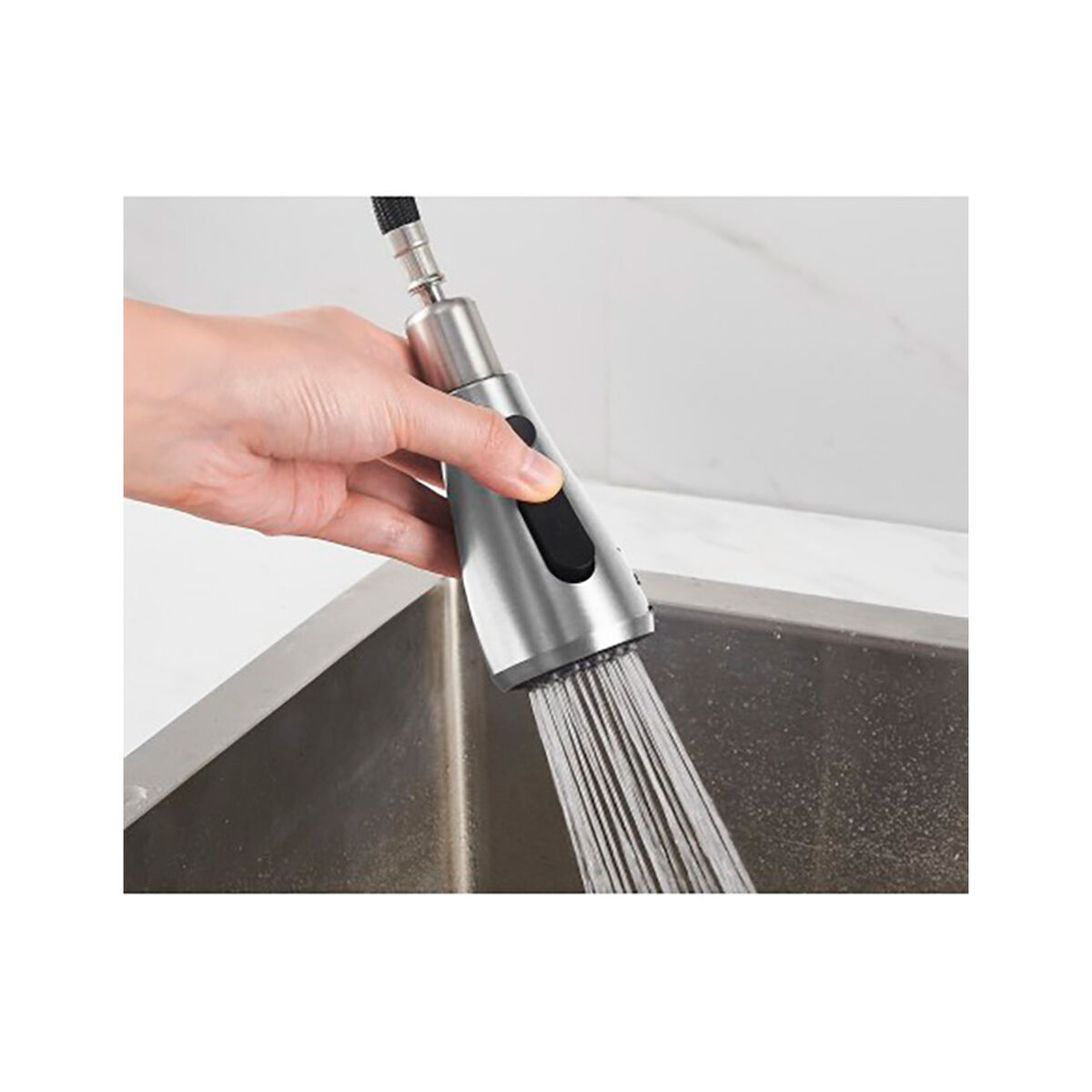 Grifo Monomando Verhal serie trazo Plateado Acero Inoxidable Forma de C