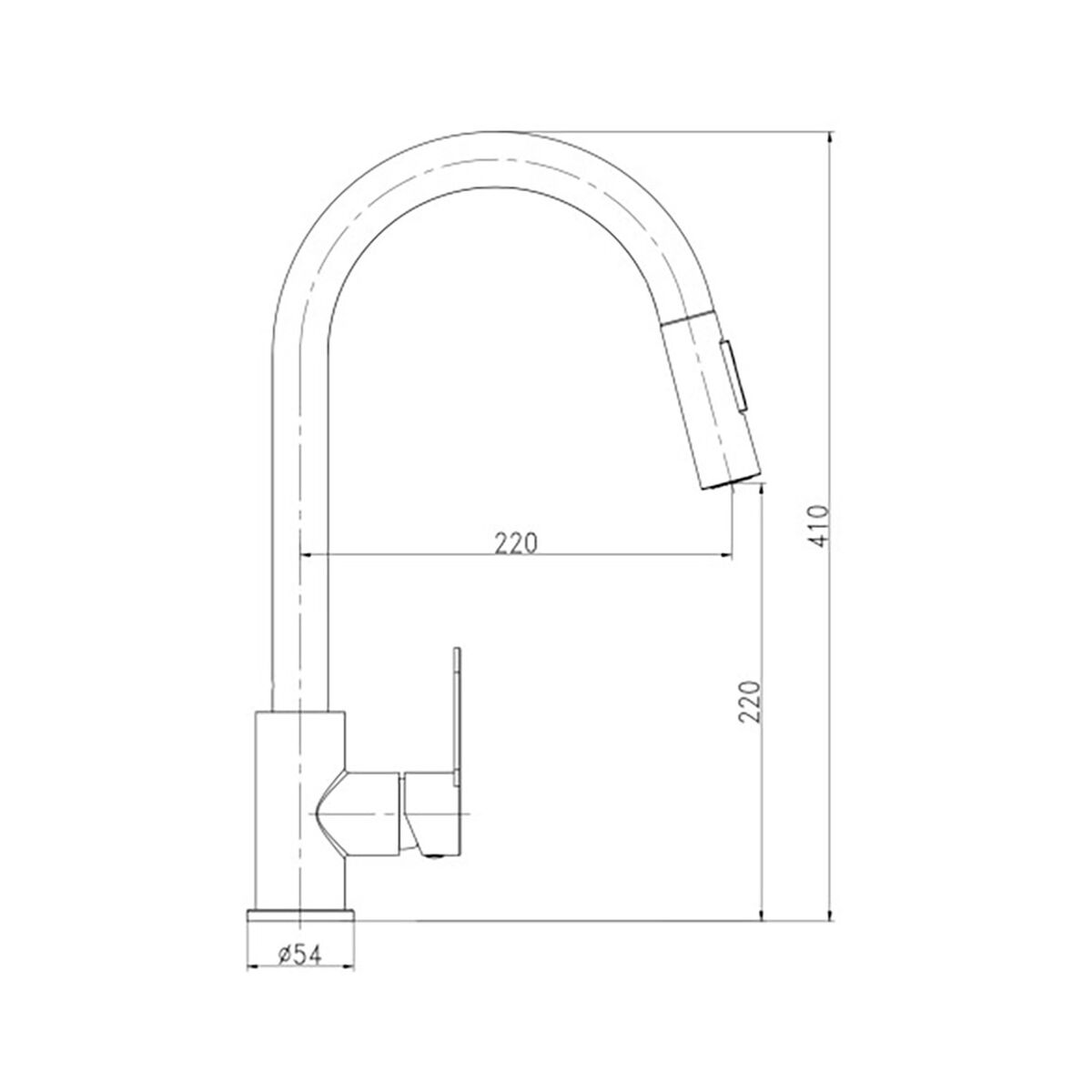 Grifo Monomando Verhal miño Plateado Acero Inoxidable Forma de C