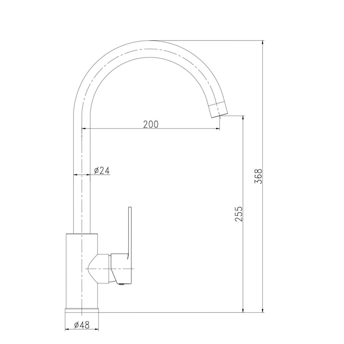 Grifo Monomando Verhal miño Negro mate Acero Inoxidable