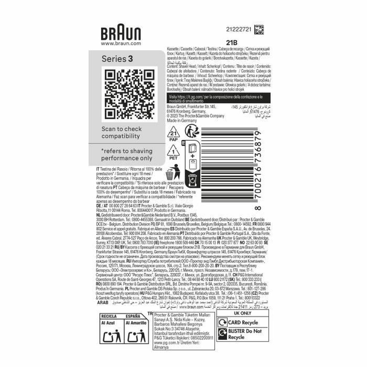 Cabezal de Recambio Braun Series 3