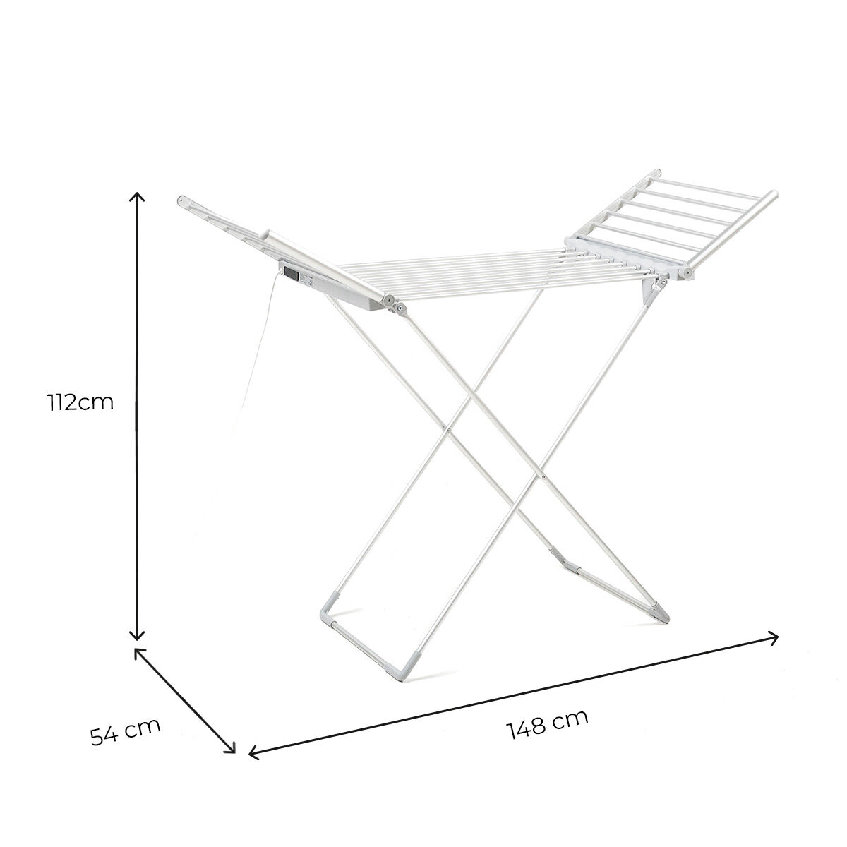 Tendedero Eléctrico Plegable con Alas, Pantalla Táctil, Temporizador y Control de Temperatura Warmmat InnovaGoods 230 W 20 Barra