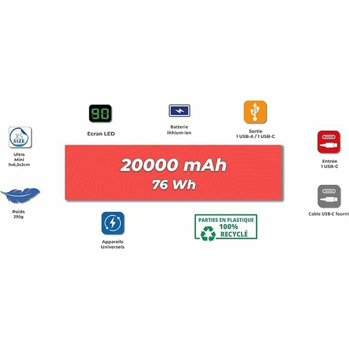 Powerbank Wonder Wonder WX20 Plateado 20000 mAh