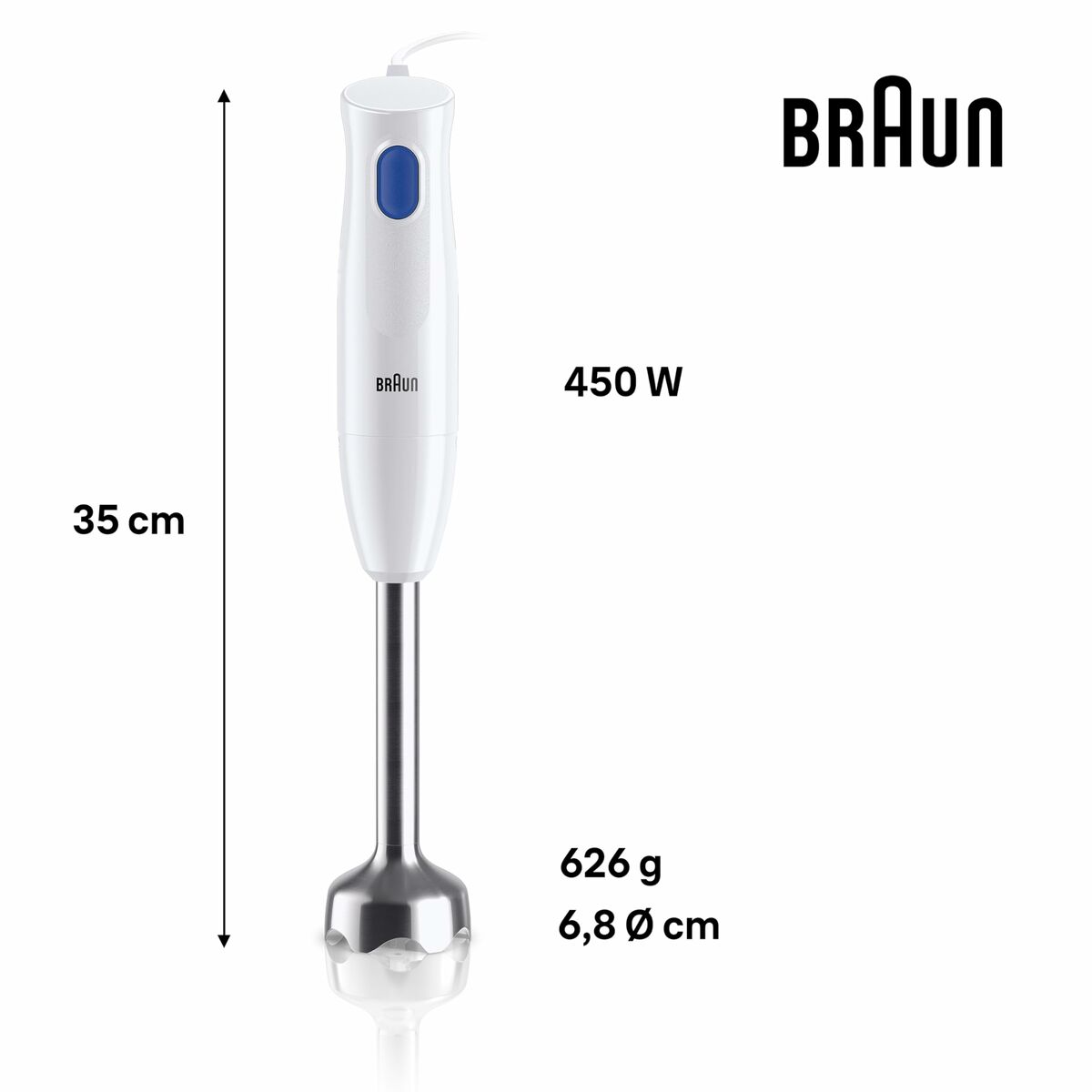 Batidora de Vaso Braun MQ10.001MWH Blanco 450 W