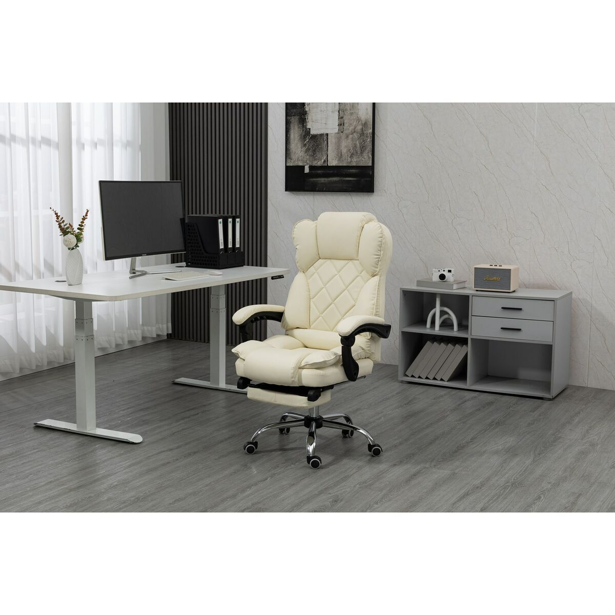 Silla de Oficina Activejet YK7416 BE Negro Beige Plateado