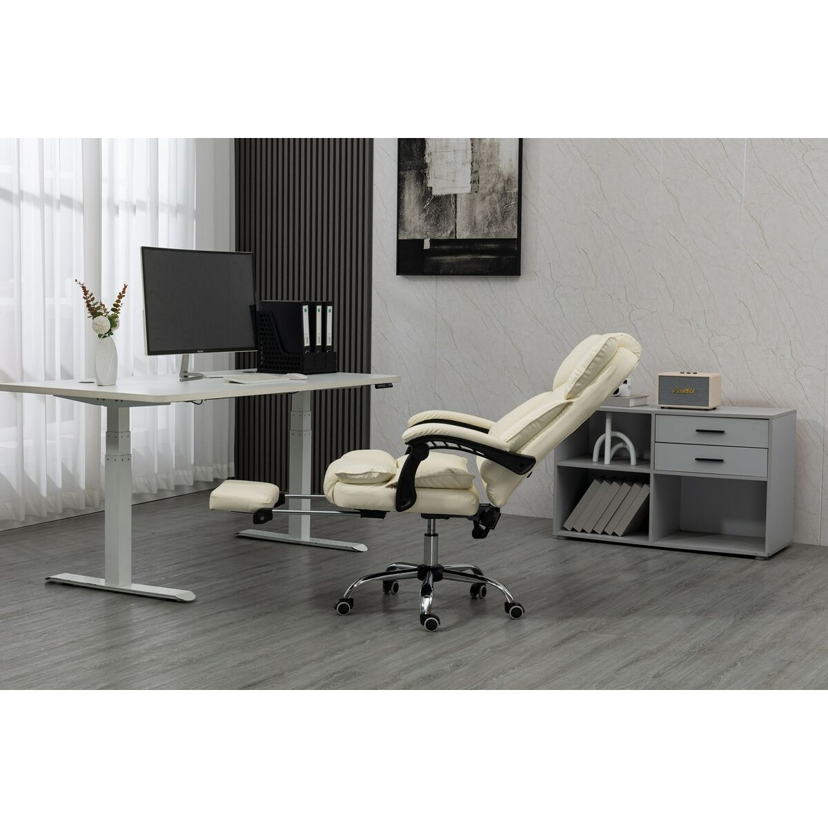 Silla de Oficina Activejet YK7416 BE Negro Beige Plateado