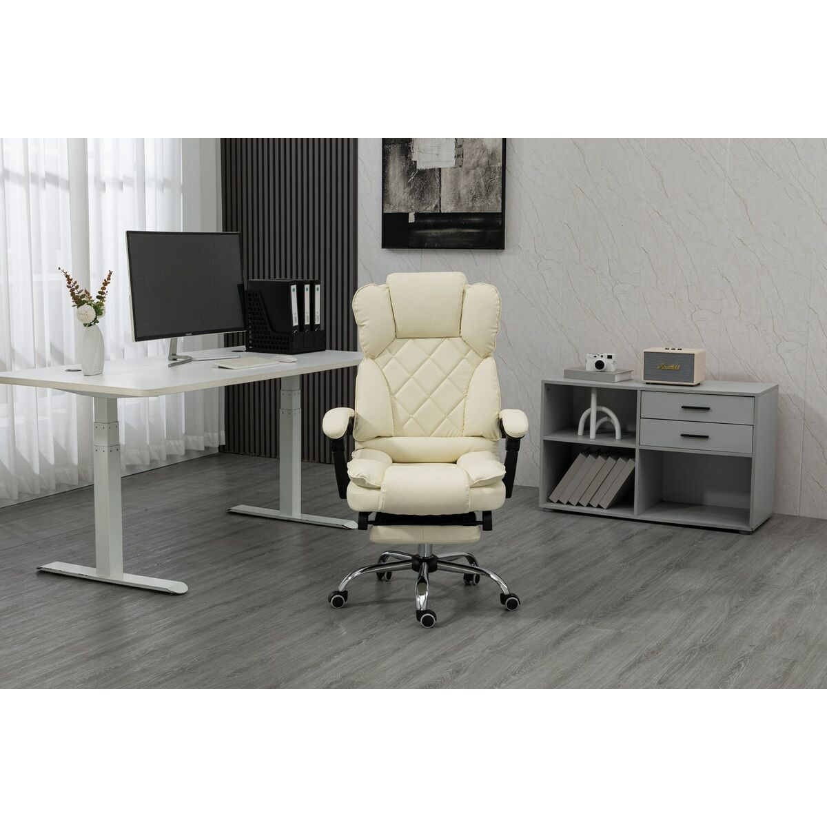 Silla de Oficina Activejet YK7416 BE Negro Beige Plateado