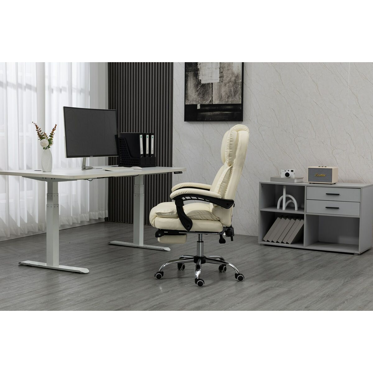 Silla de Oficina Activejet YK7416 BE Negro Beige Plateado