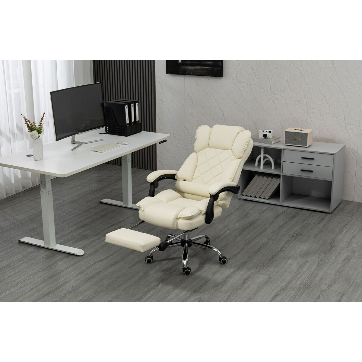Silla de Oficina Activejet YK7416 BE Negro Beige Plateado