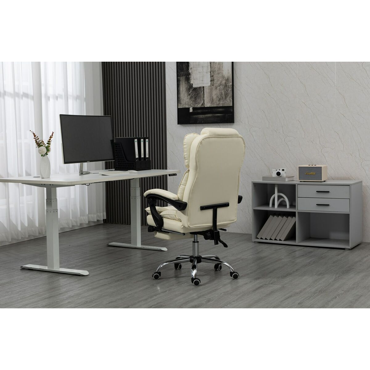 Silla de Oficina Activejet YK7416 BE Negro Beige Plateado