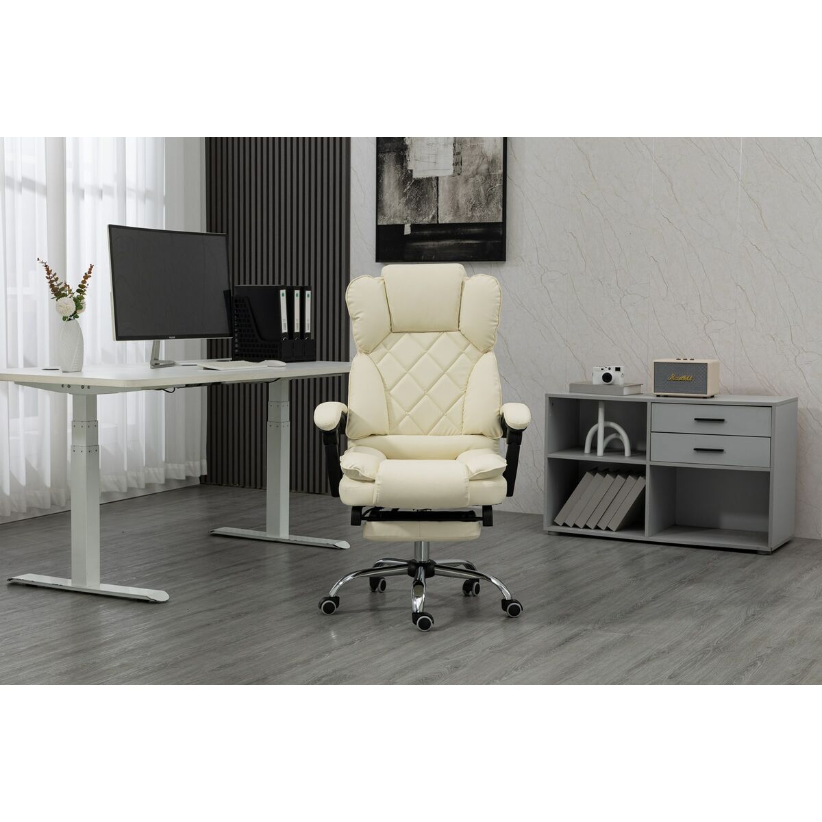 Silla de Oficina Activejet YK7416 BE Negro Beige Plateado