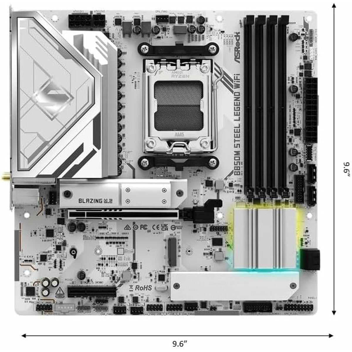 Placa Base ASRock B850M Steel Legend WiFi Intel Wi-Fi 6 AMD AM5 AMD B850