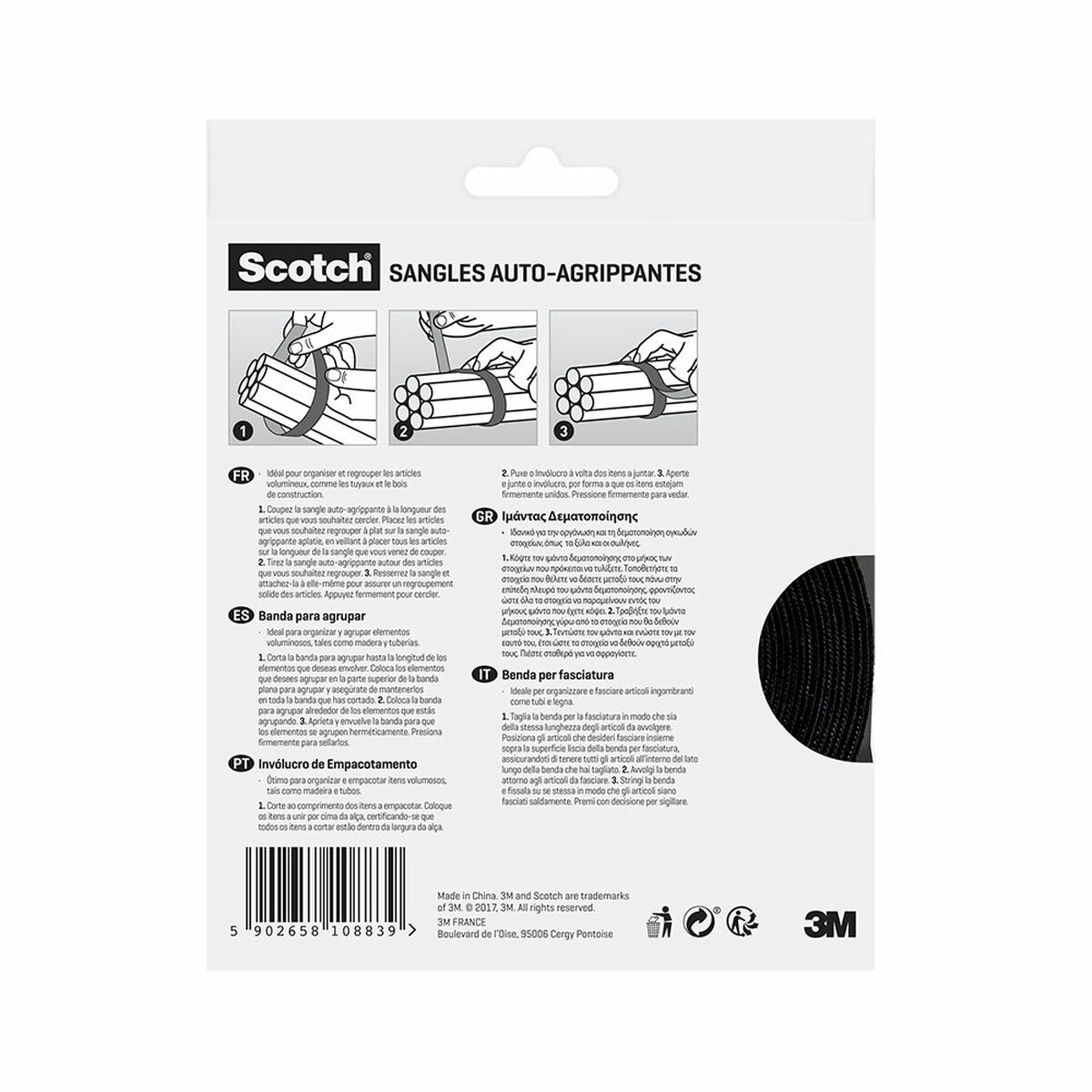 Sujetacables Scotch Negro 38,1 MM X 9,1 M