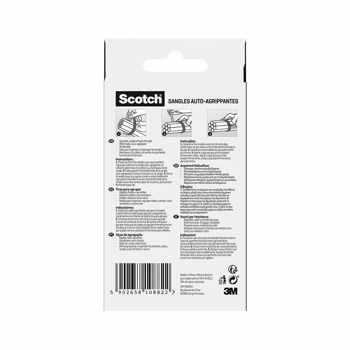 Sujetacables Scotch Negro 19 MM X 3,65 M