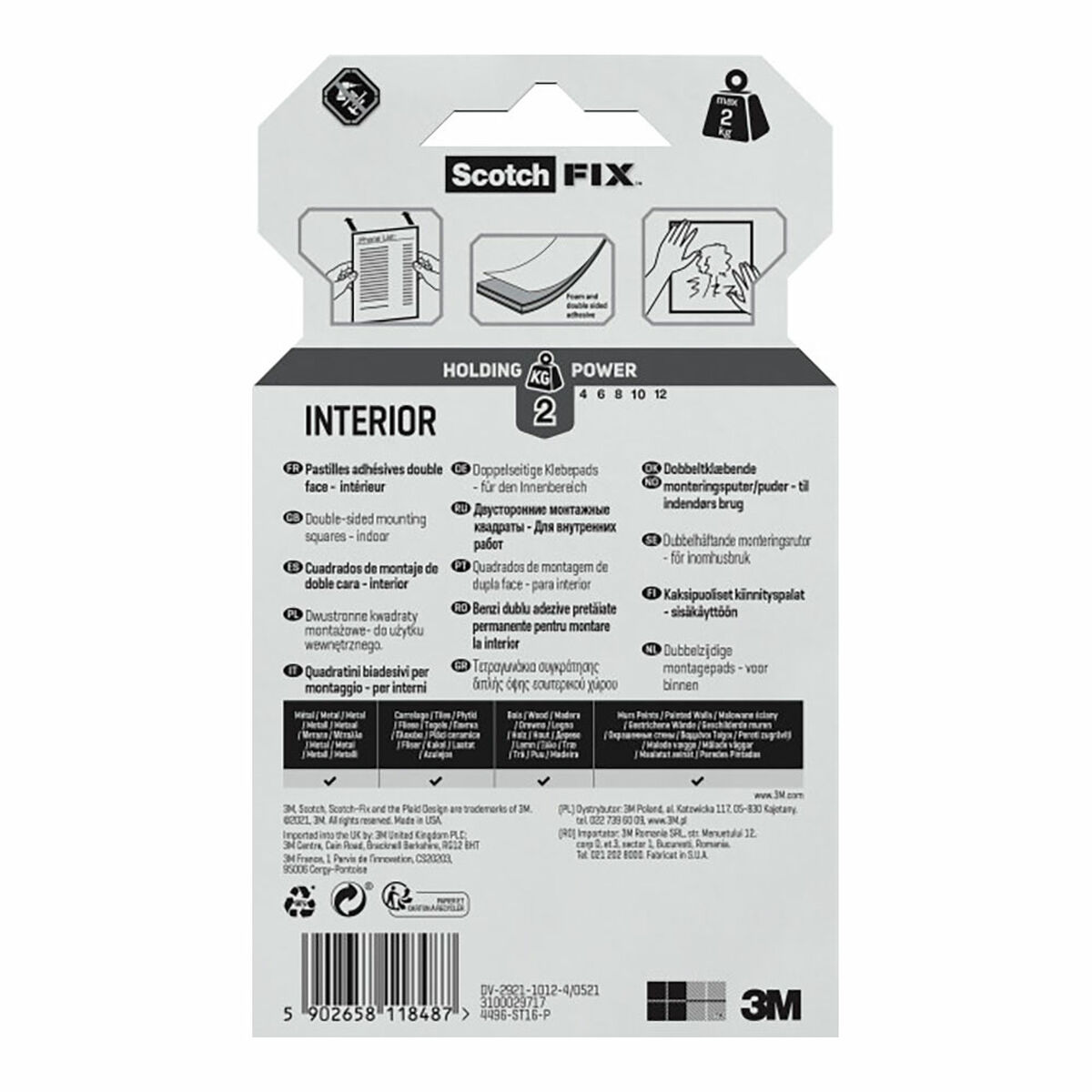 Cinta de Doble Cara Scotch 2 Kg 2,5 x 2,5 cm Blanco (16 Unidades)