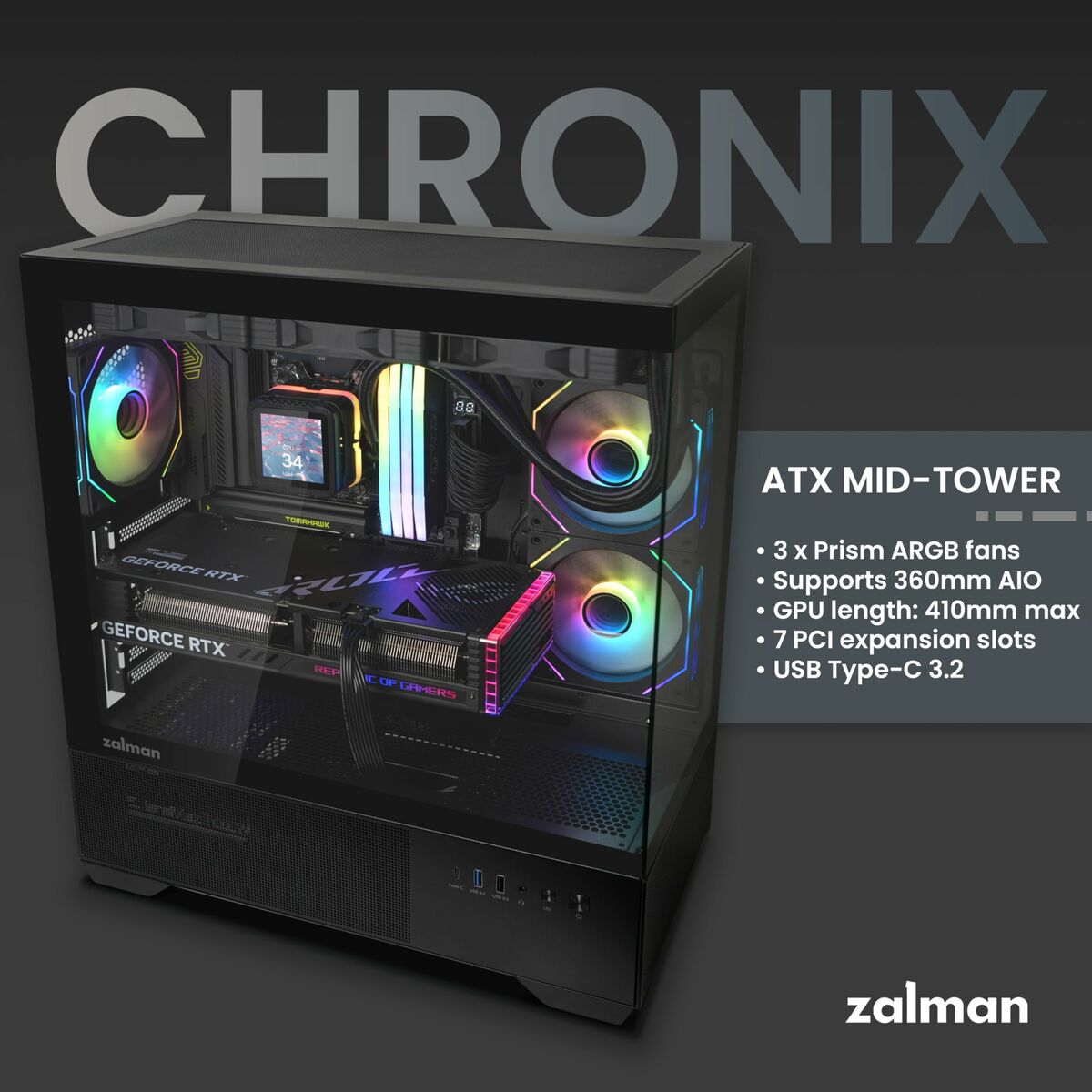 Caja Semitorre ATX Zalman CHRONIX Negro