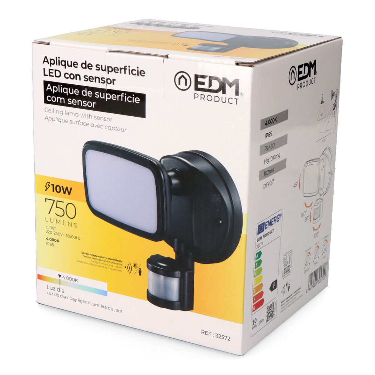 Foco LED EDM 32572 Negro F 10 W 750 Lm (4000 K)